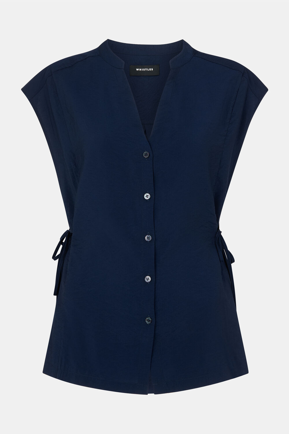 Navy Button Down Tie Side Shirt