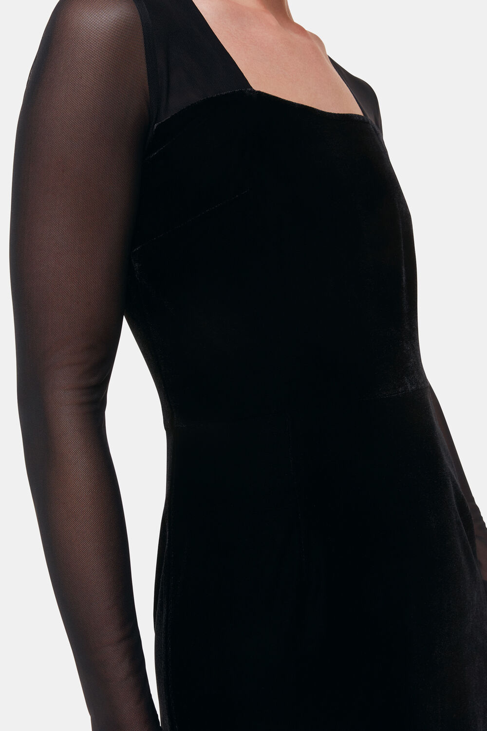 Mesh Sleeve Velvet Dress