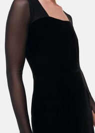 Mesh Sleeve Velvet Dress