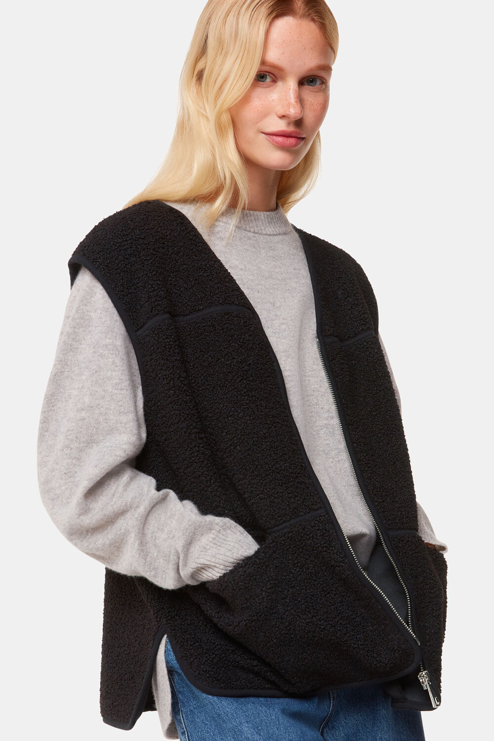 Black Josie Fleece Gilet