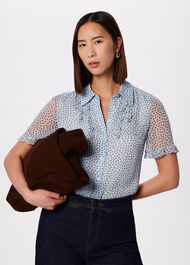 Polka Dot Sheer Sleeve Shirt