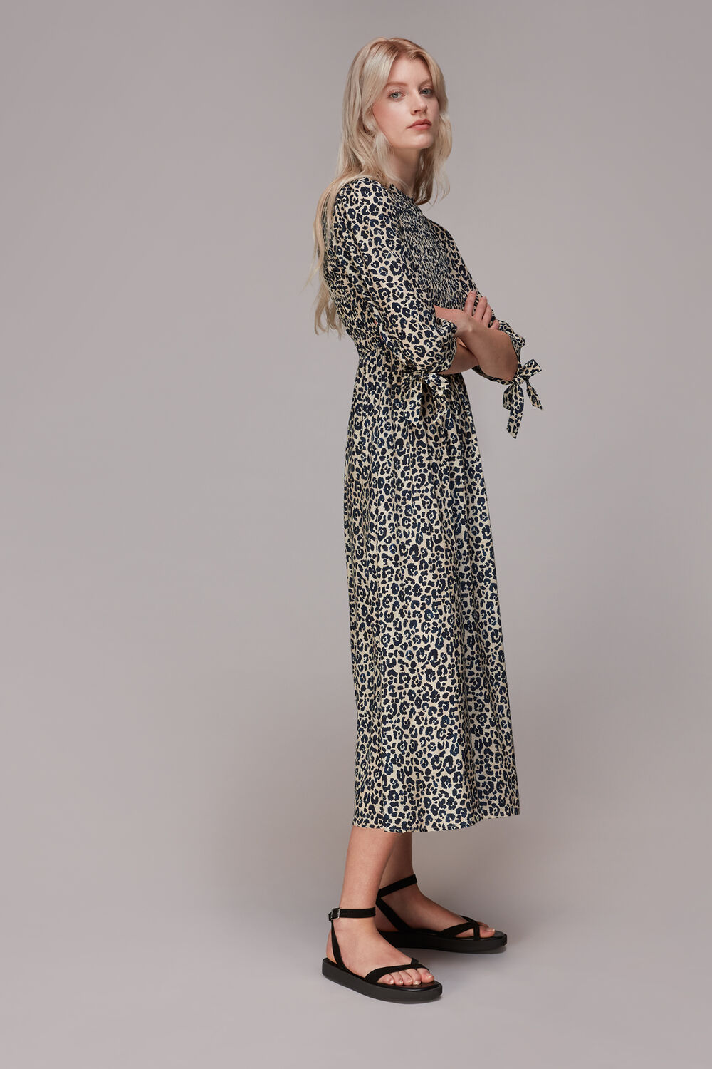 Cheetah Print Shirred Dress
