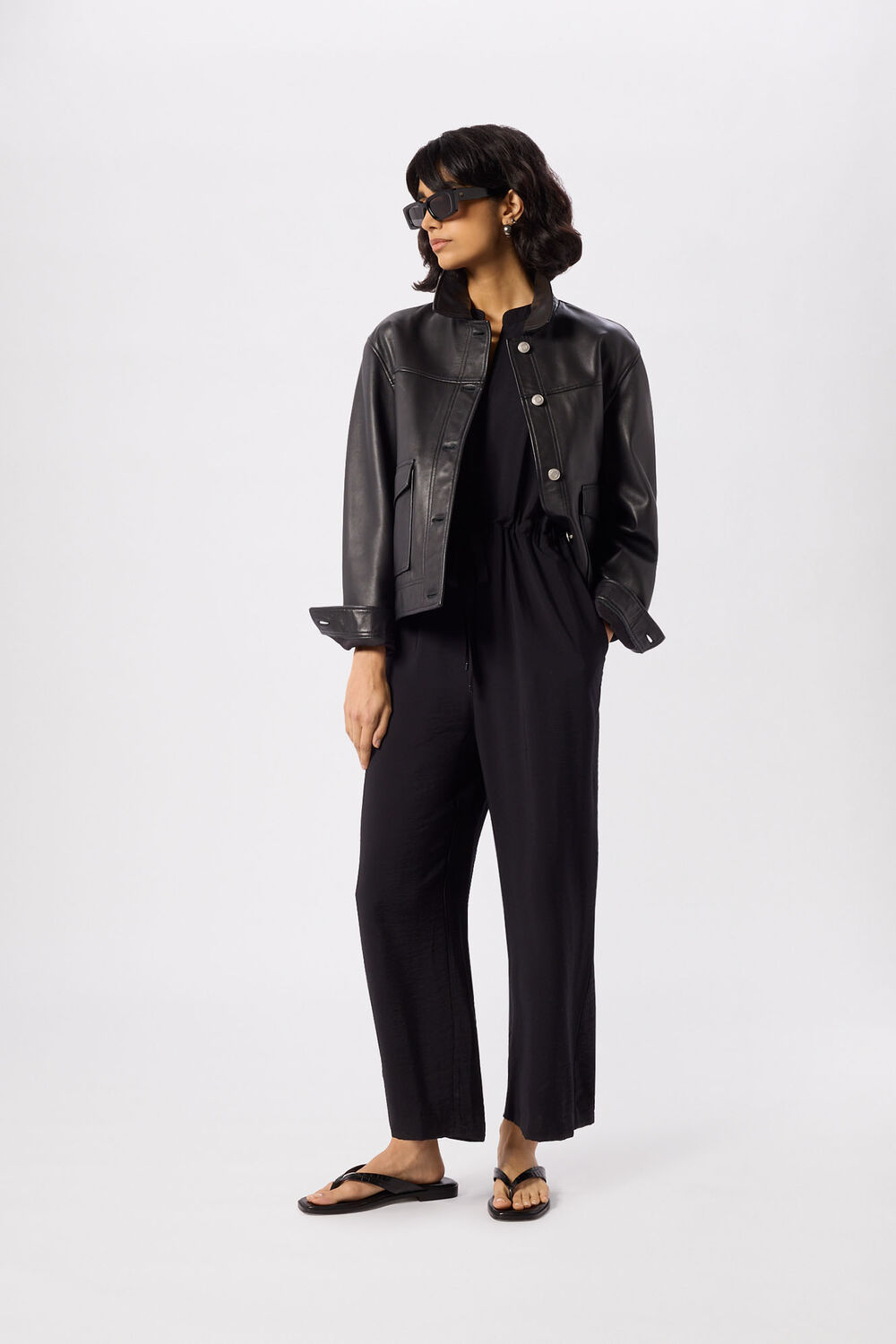 Black Sleeveless Drawstring Jumpsuit