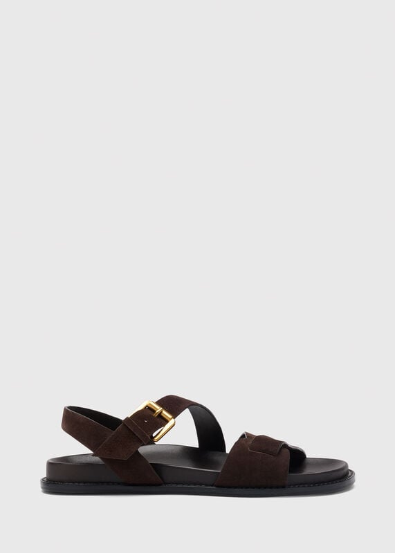 Chocolate Asymmetric Buckle Sandal