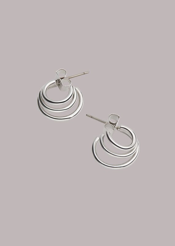 Silver Triple Hoop Earring