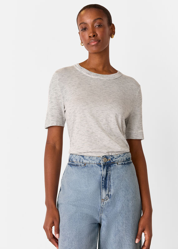 Multicolour Rosa Double Trim Stripe TShirt