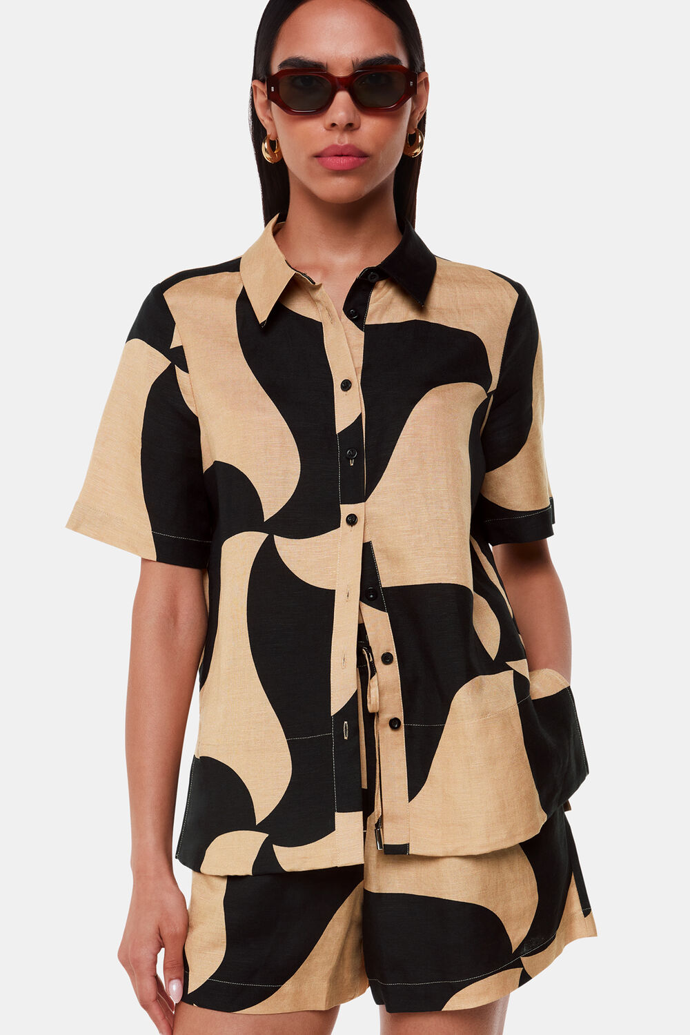Swirl Linen Blend Short