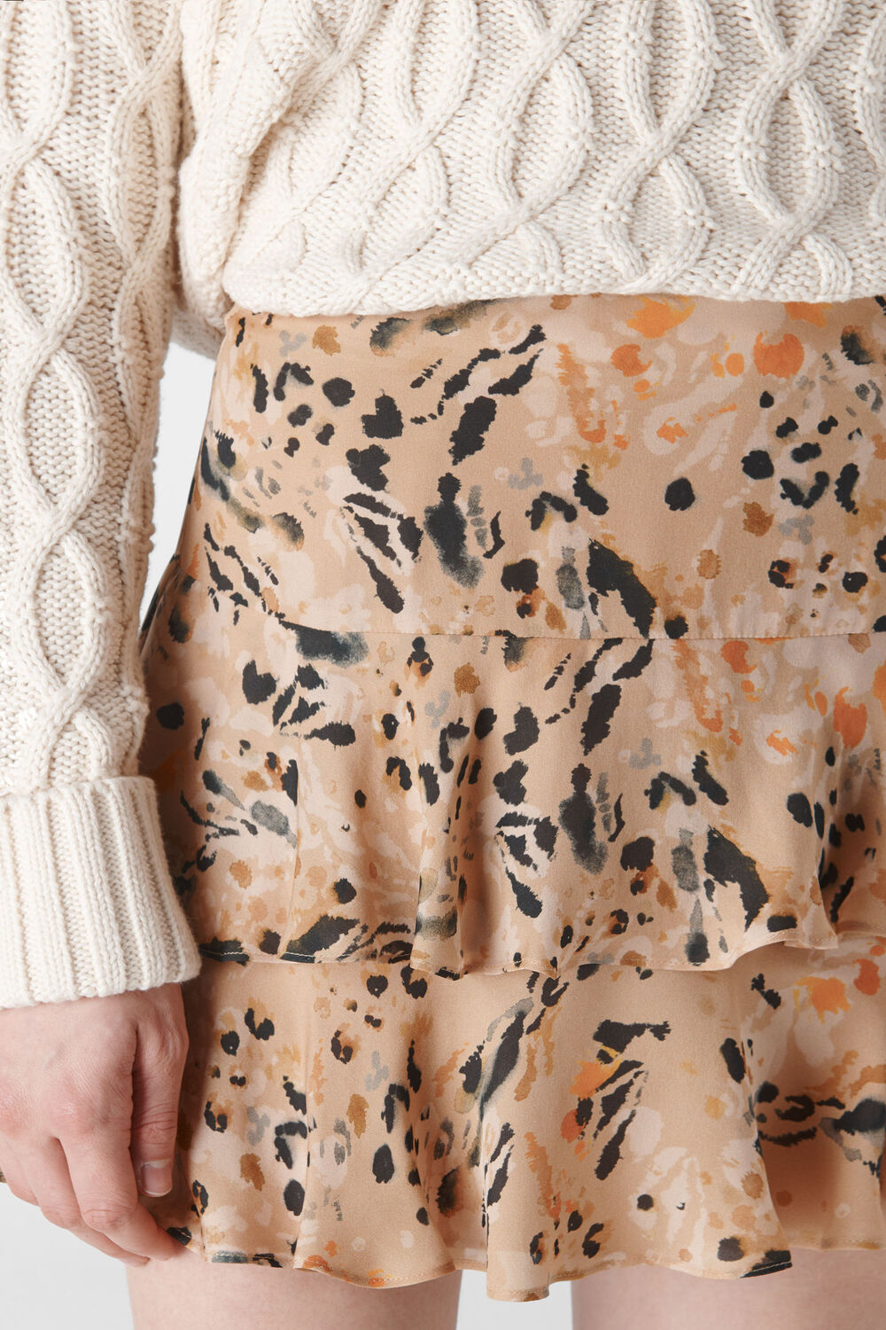 Leopard Print Silk Skirt Multicolour