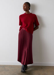 Petite Satin Pleated Midi Skirt