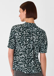 Animal Tie Neck Blouse