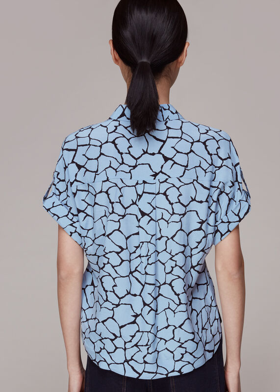 Blue Giraffe Print Pocket Shirt