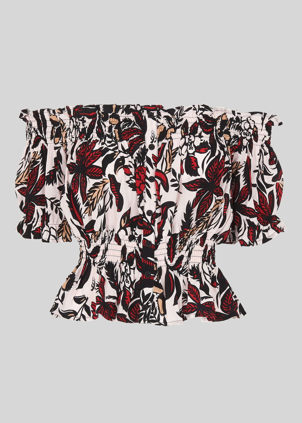 Assorted Leaves Bardot Top Multicolour