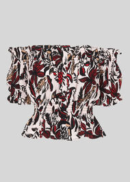 Assorted Leaves Bardot Top Multicolour