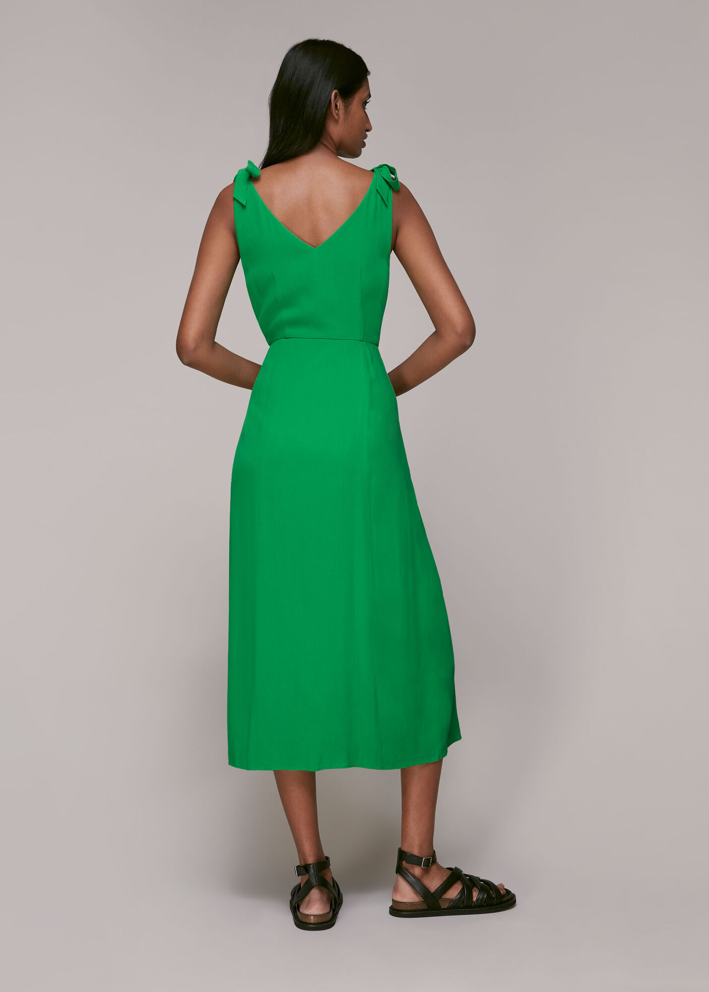 Green Hanna Tie Shoulder Dress WHISTLES