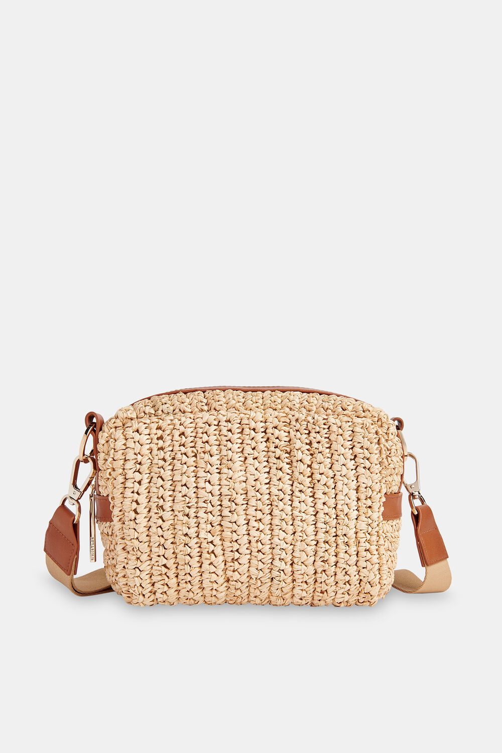 Neutral Straw Bibi Crossbody Bag