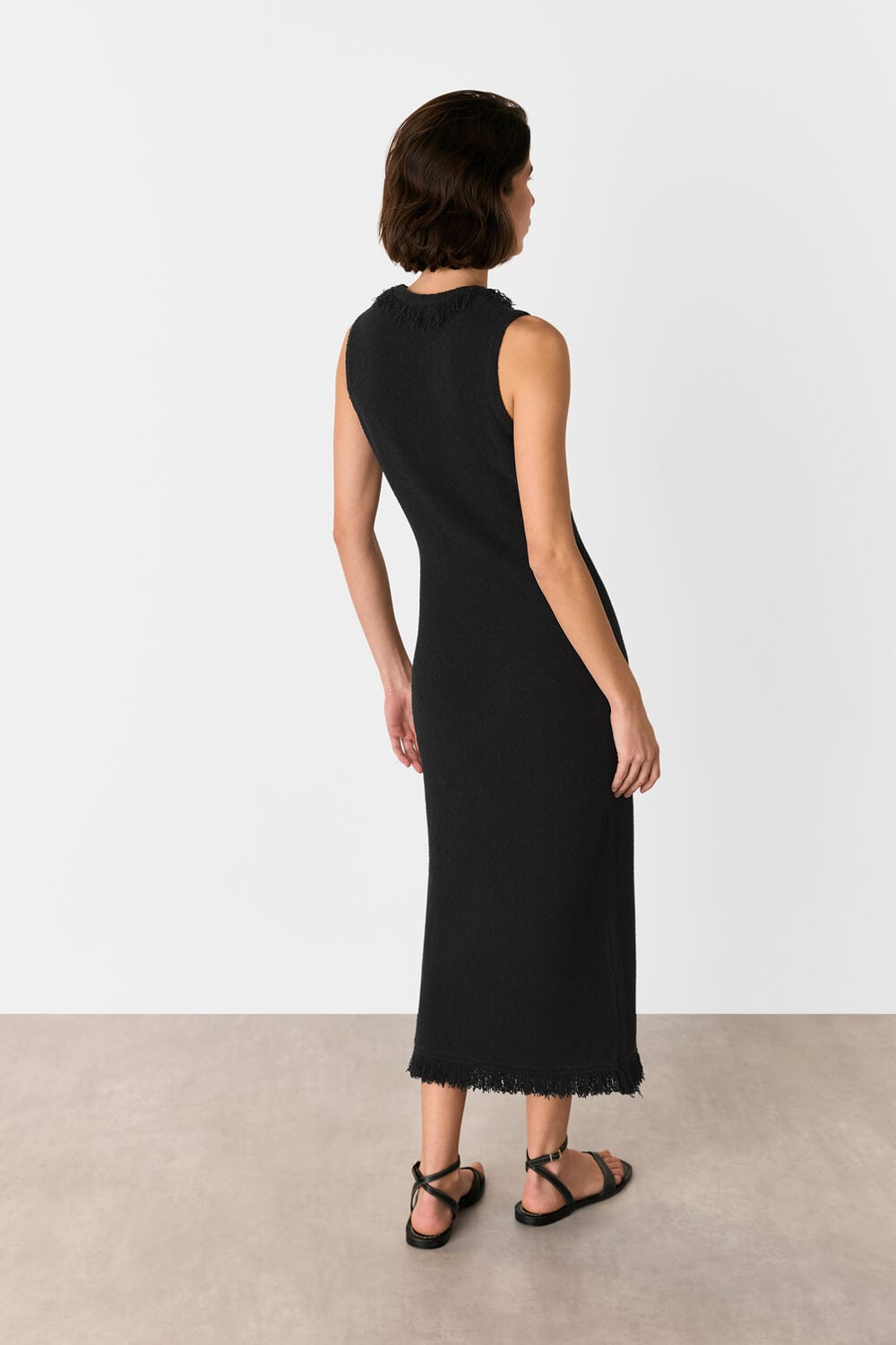 Black Fringe Detail Knitted Dress