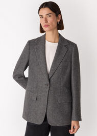 Petite Herringbone Wool Blend Blazer