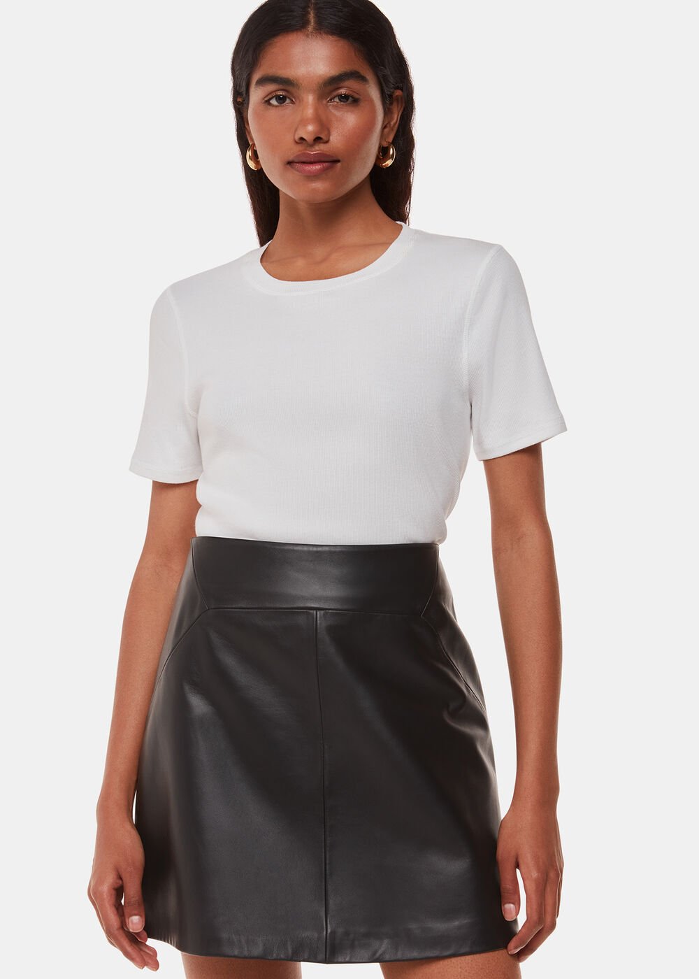 Petite Leather A Line Skirt