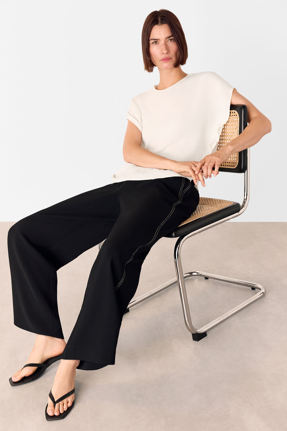 Short Sleeve Crepe Shell Top