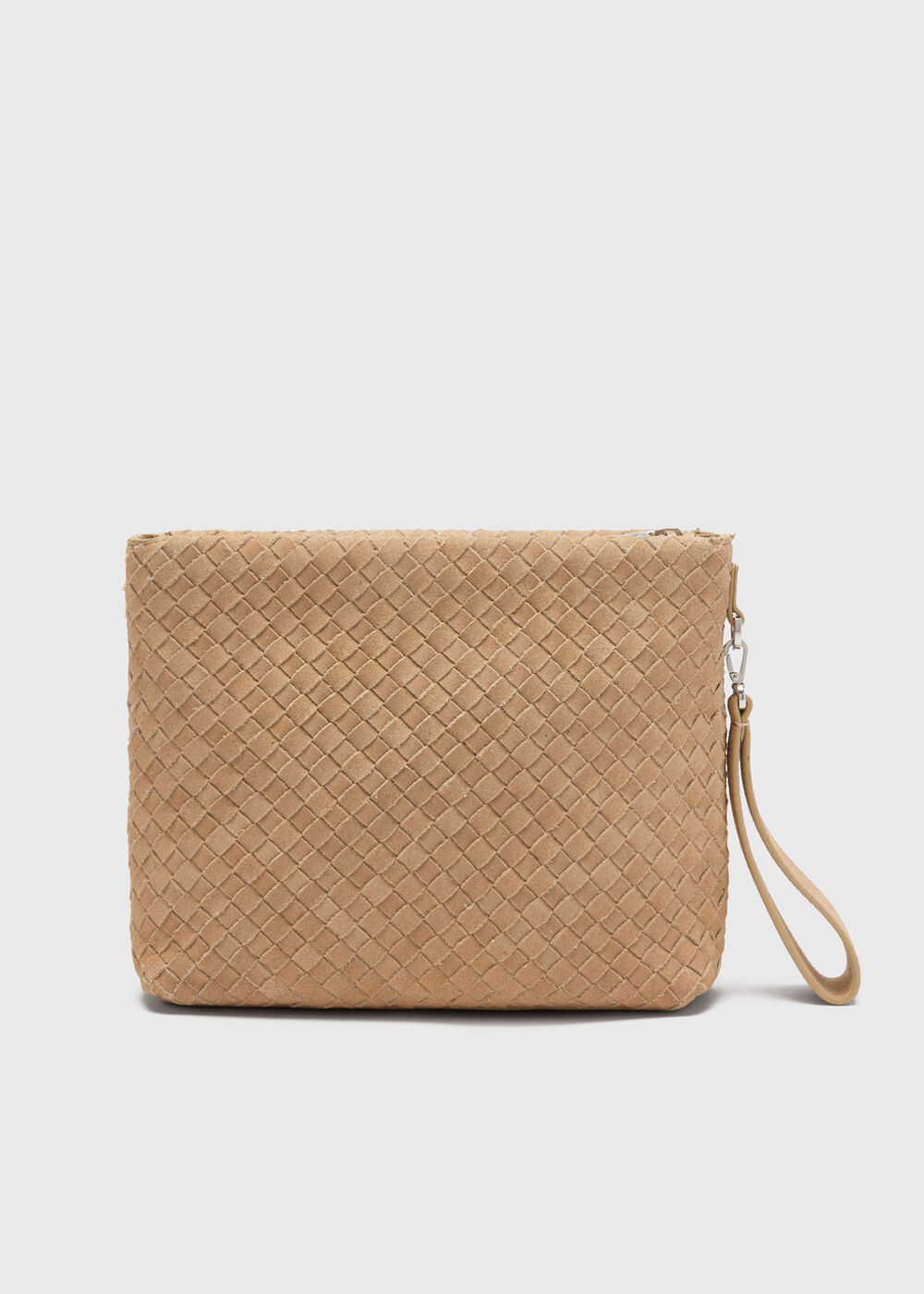 Avah Woven Suede Zip Clutch
