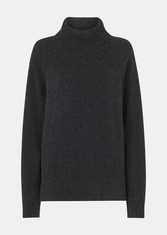 Dark Grey Cashmere Turtleneck Sweater