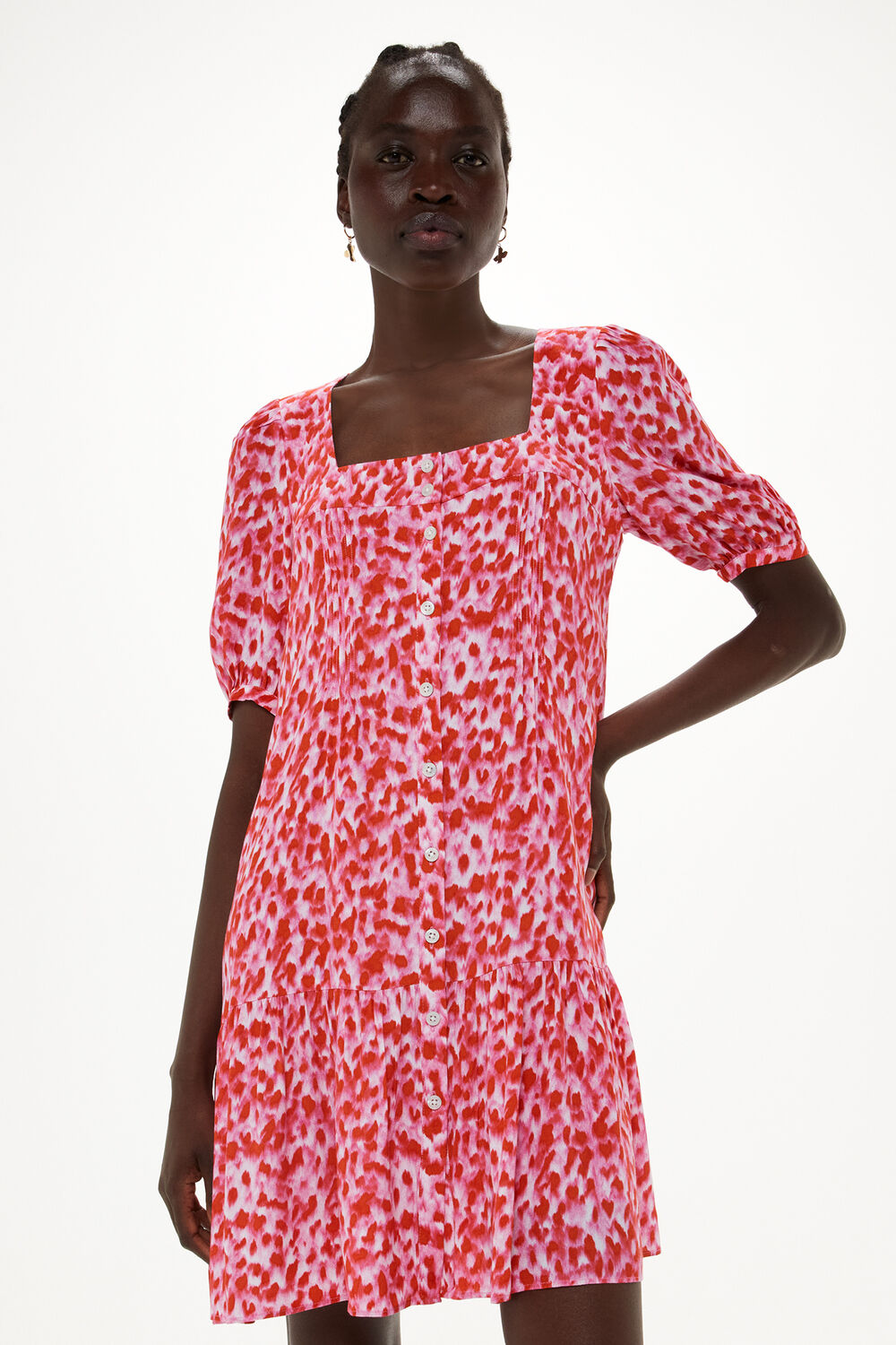Pink Blurred Strokes Flippy Dress