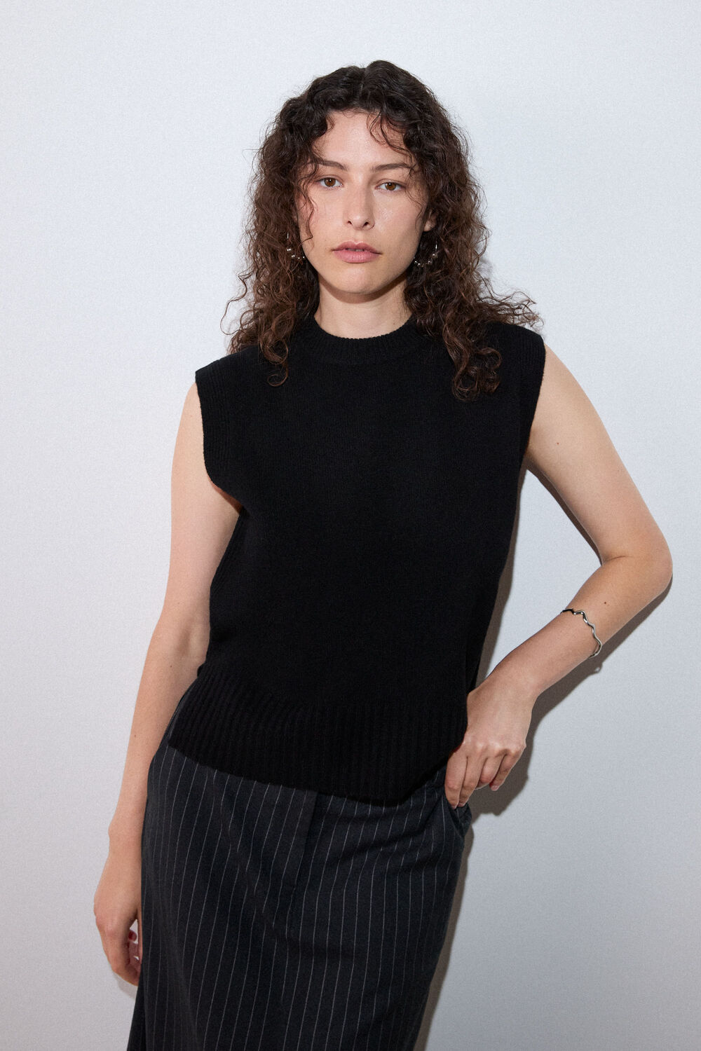 Black Wool Sleeveless Tank