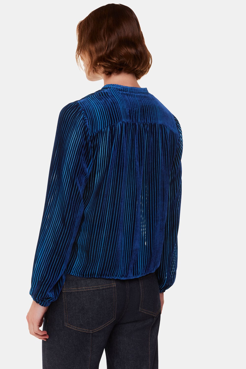 Devore Stripe Velvet Blouse