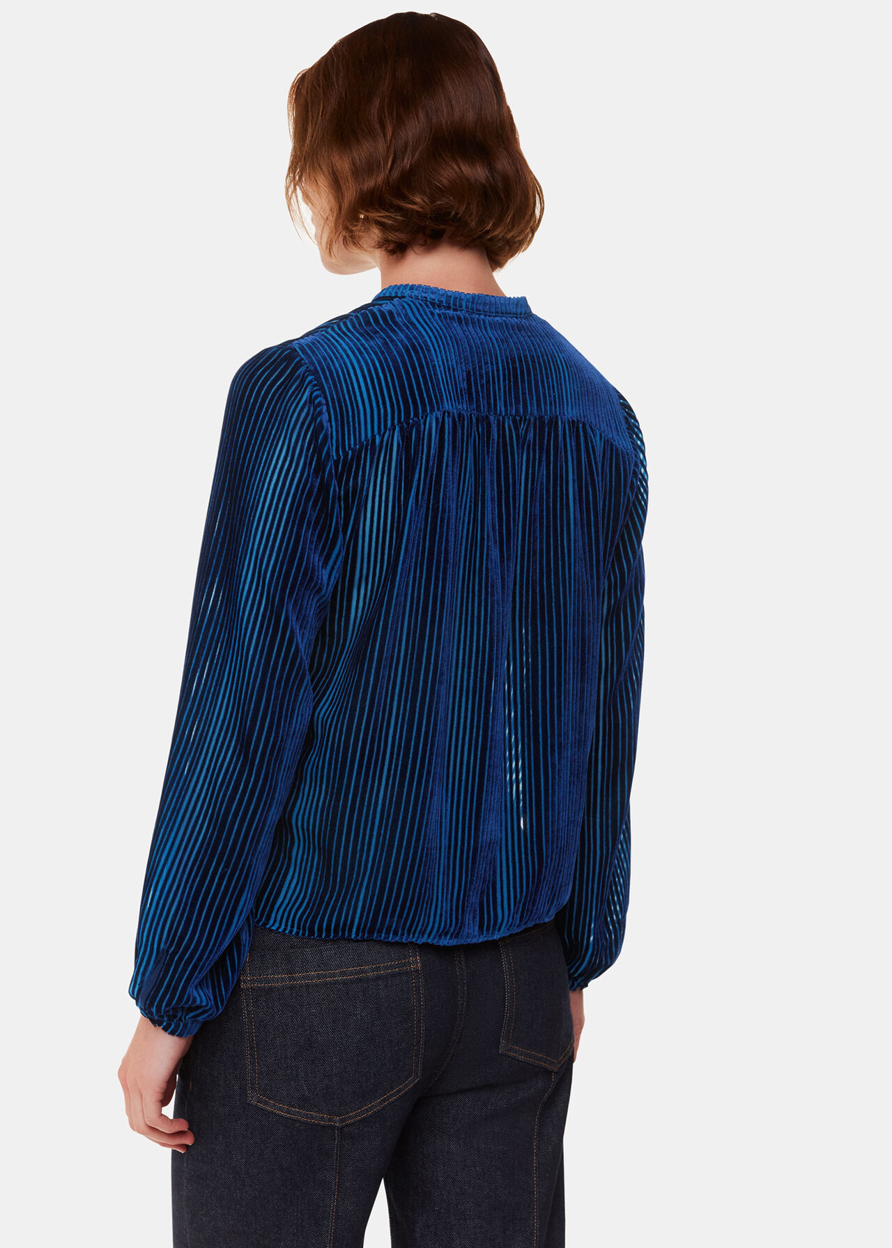 Devore Stripe Velvet Blouse