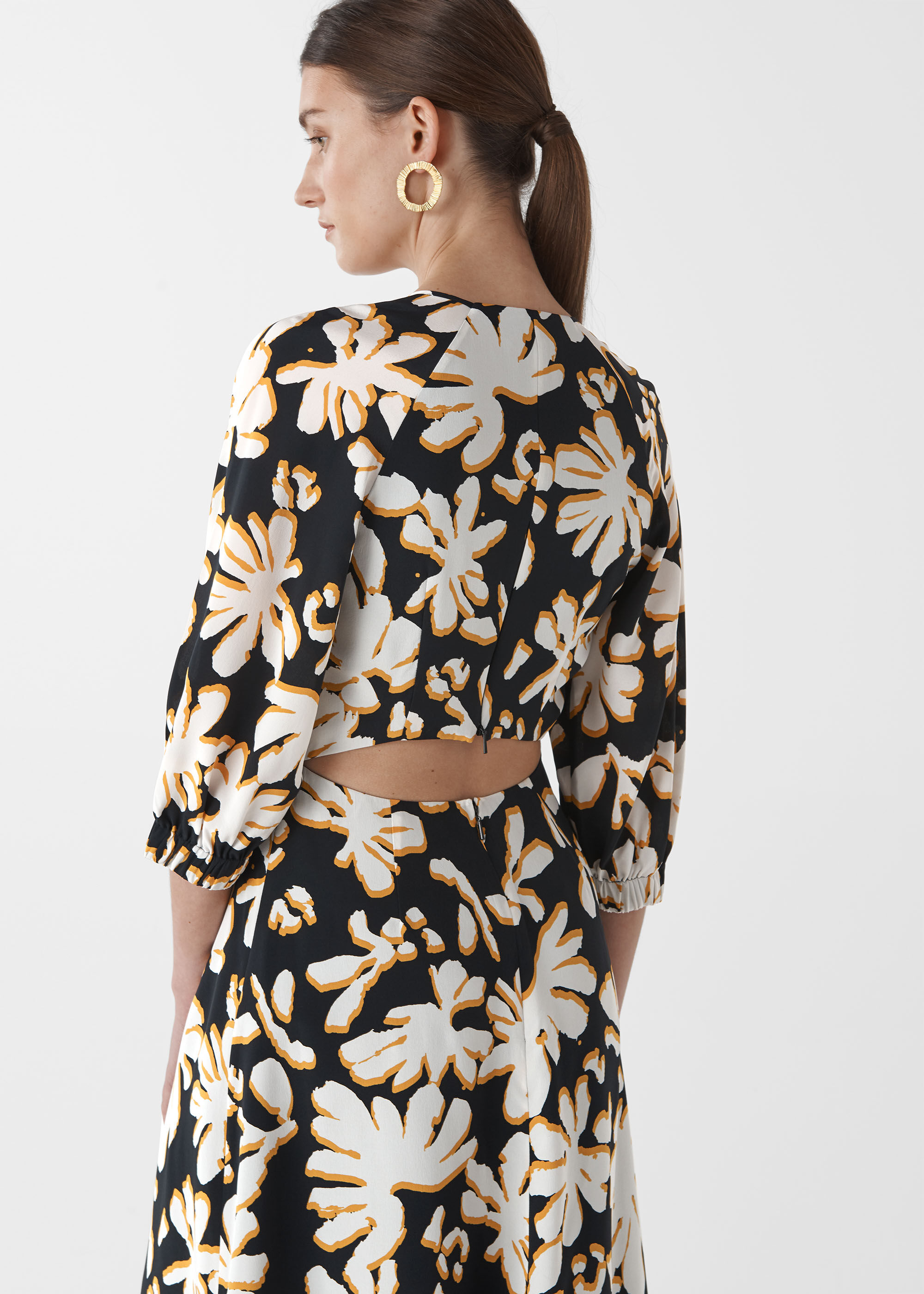Yellow Multi Palm Leaf Print Silk Jumpsuit WHISTLES