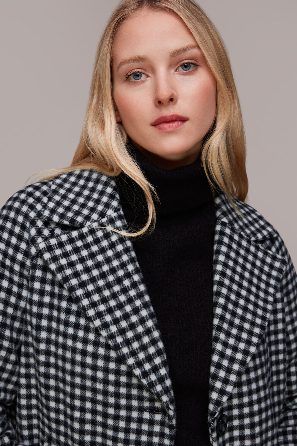 Gingham Wool Cocoon Coat