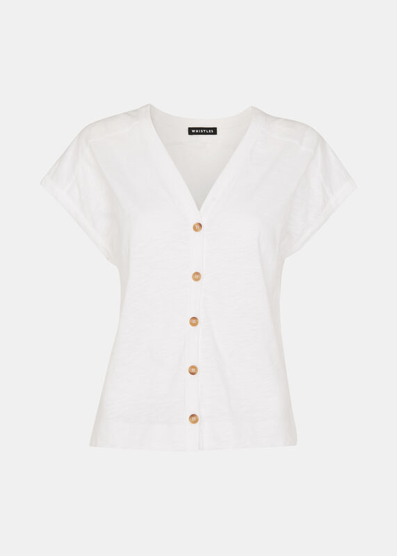 White Aubrie Button Through Top