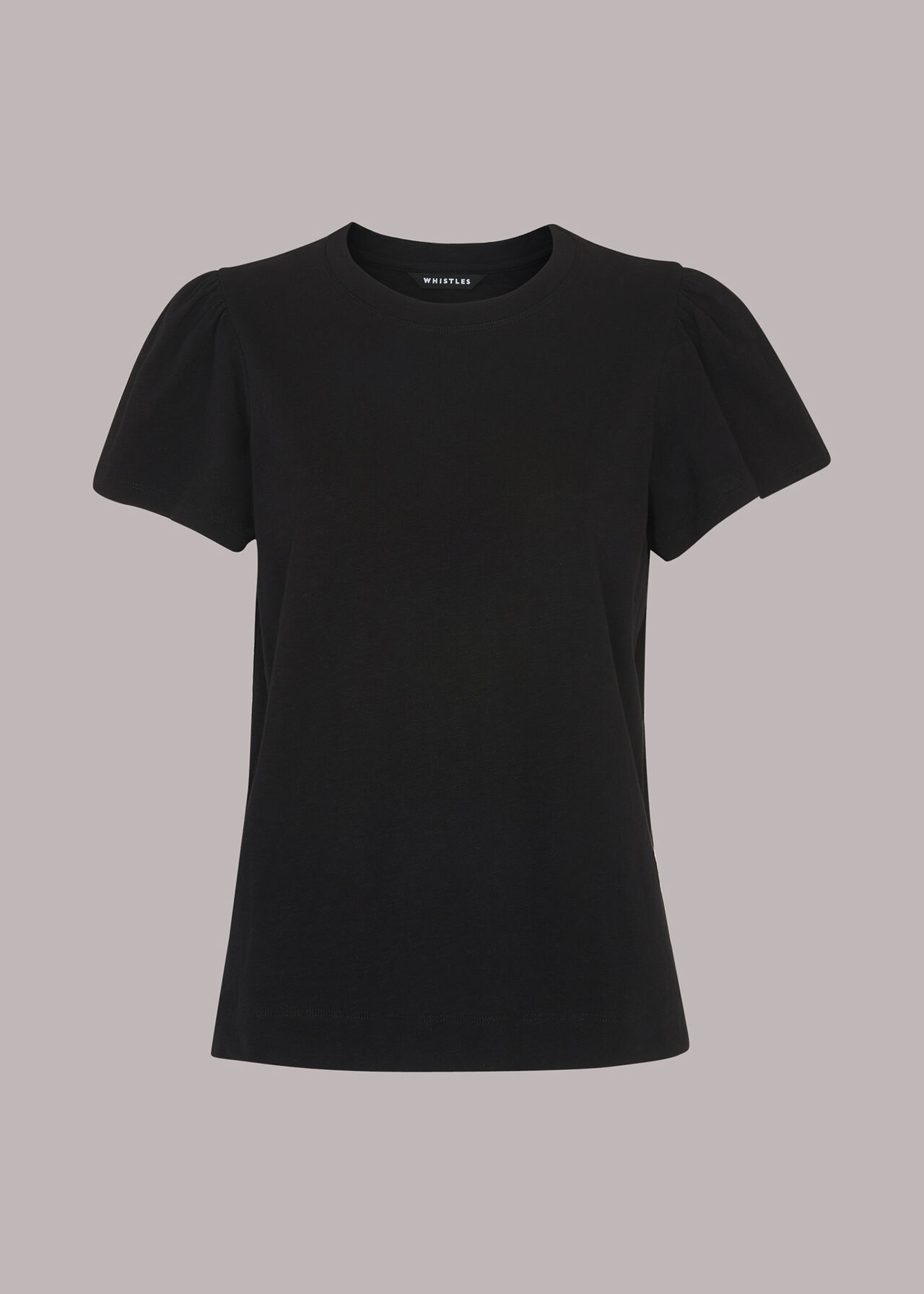 Black Cotton Frill Sleeve T Shirt | WHISTLES