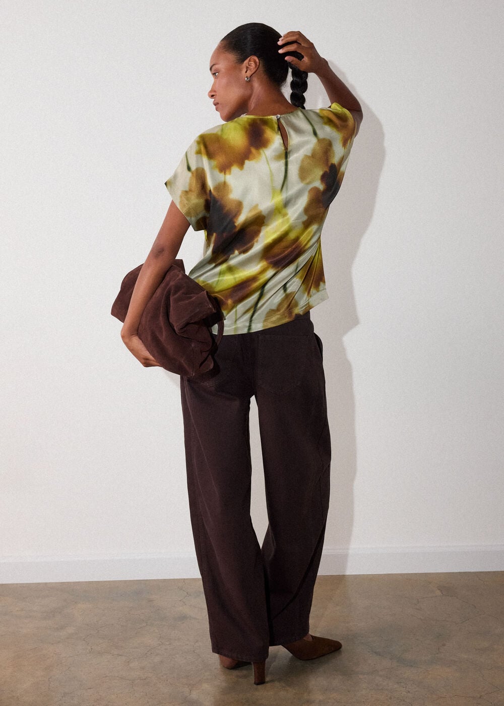 Yellow Floral Stem Viscose Blouse