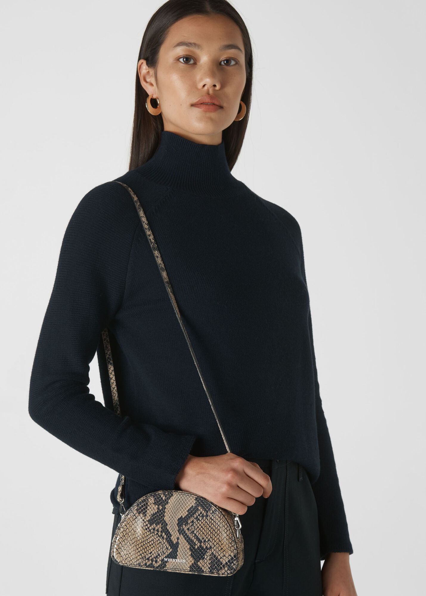 Snake Print Jasmin Snake Half Moon Bag WHISTLES