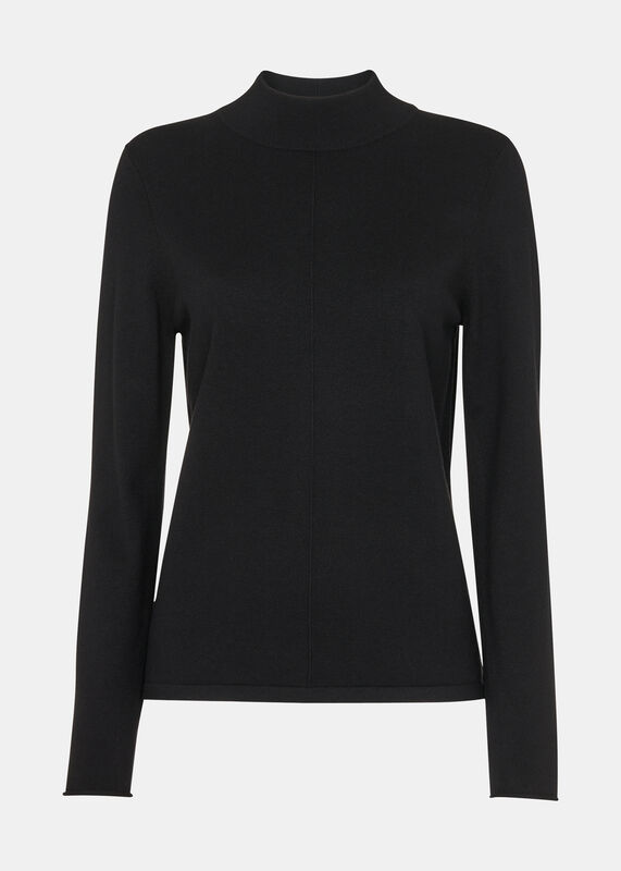 Black Mira Mock Neck Sweater