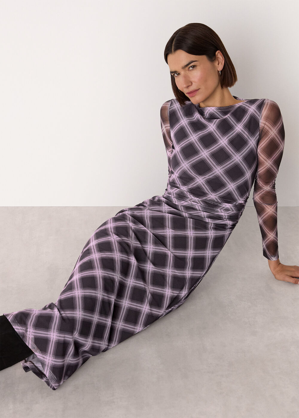 Check Mesh Dress
