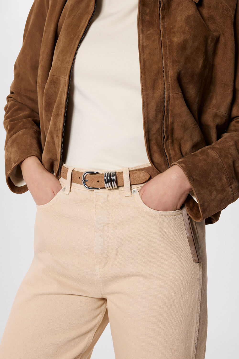 Taupe Suede Multi Ring Belt
