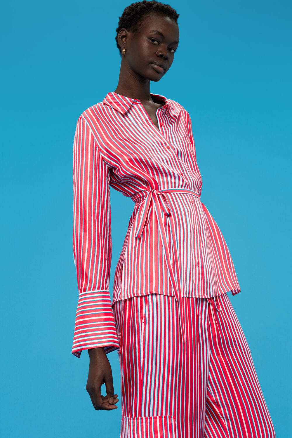 Multicolour Tangle Stripe Silk Mix Shirt