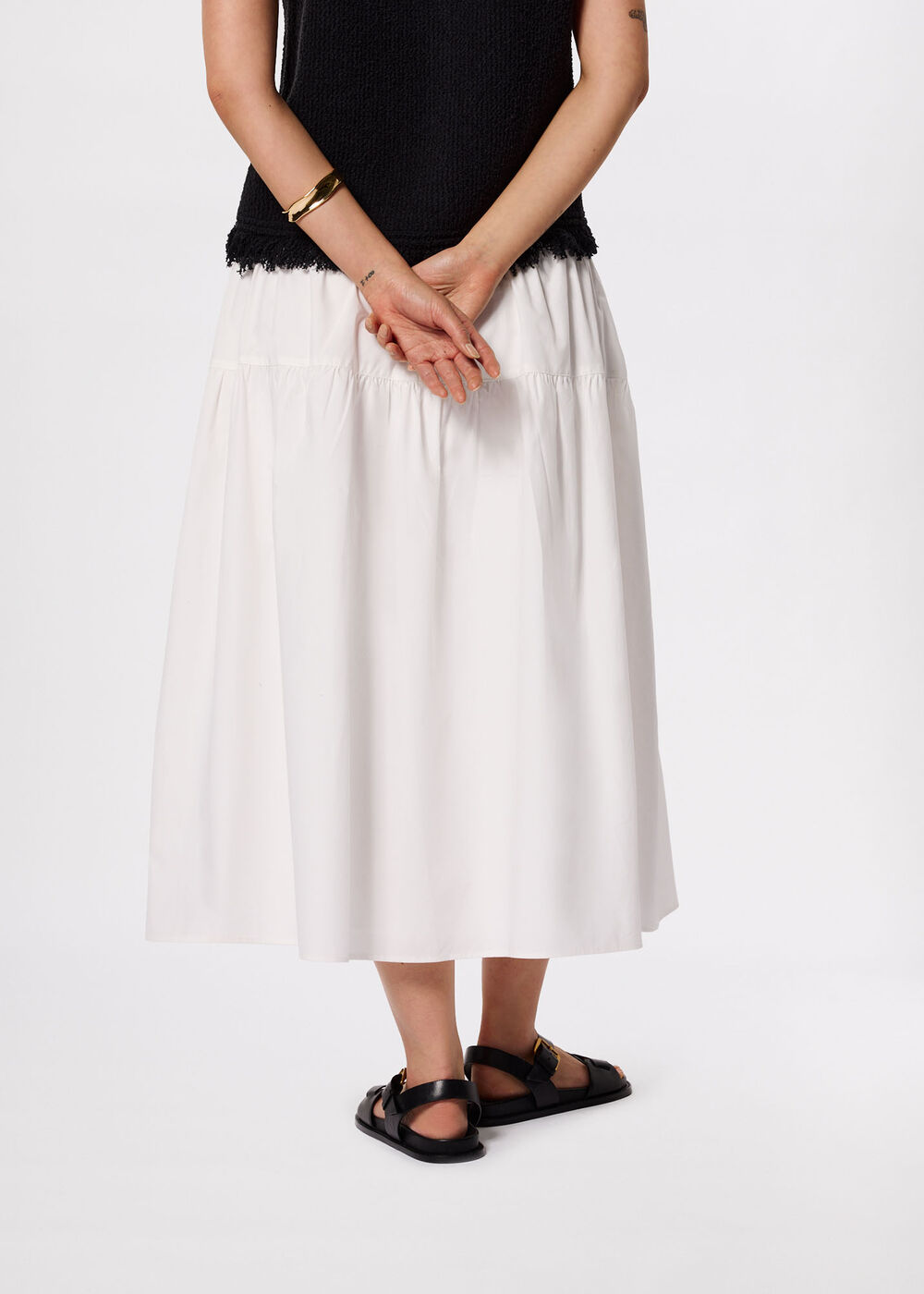 Tier Hem Cotton Skirt