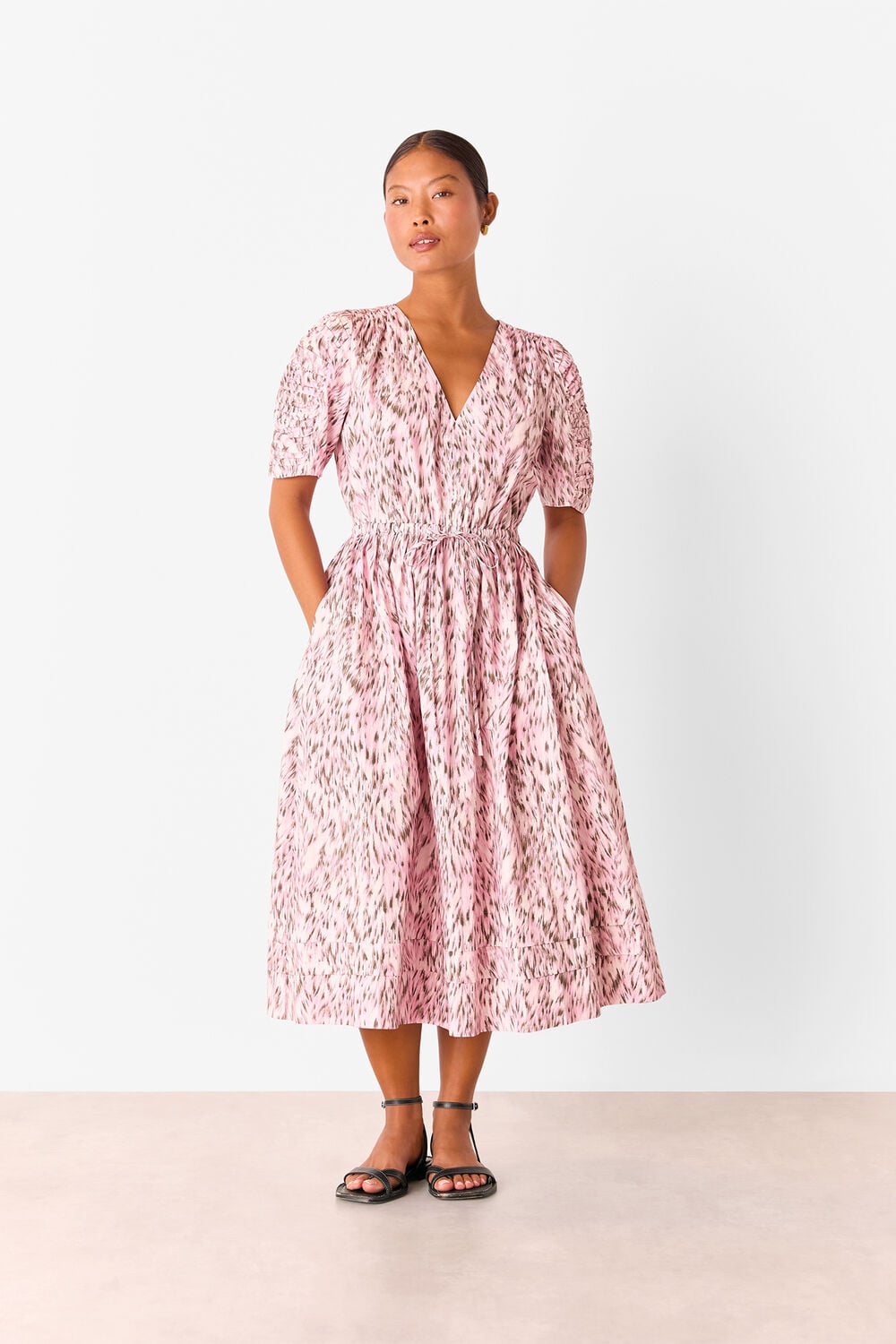 Petite Leopard Cotton Midi Dress