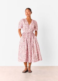 Petite Leopard Cotton Midi Dress