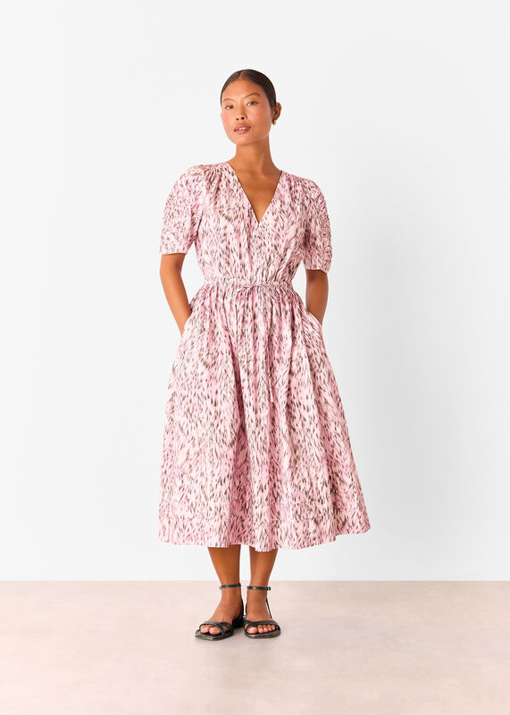 Petite Leopard Cotton Midi Dress