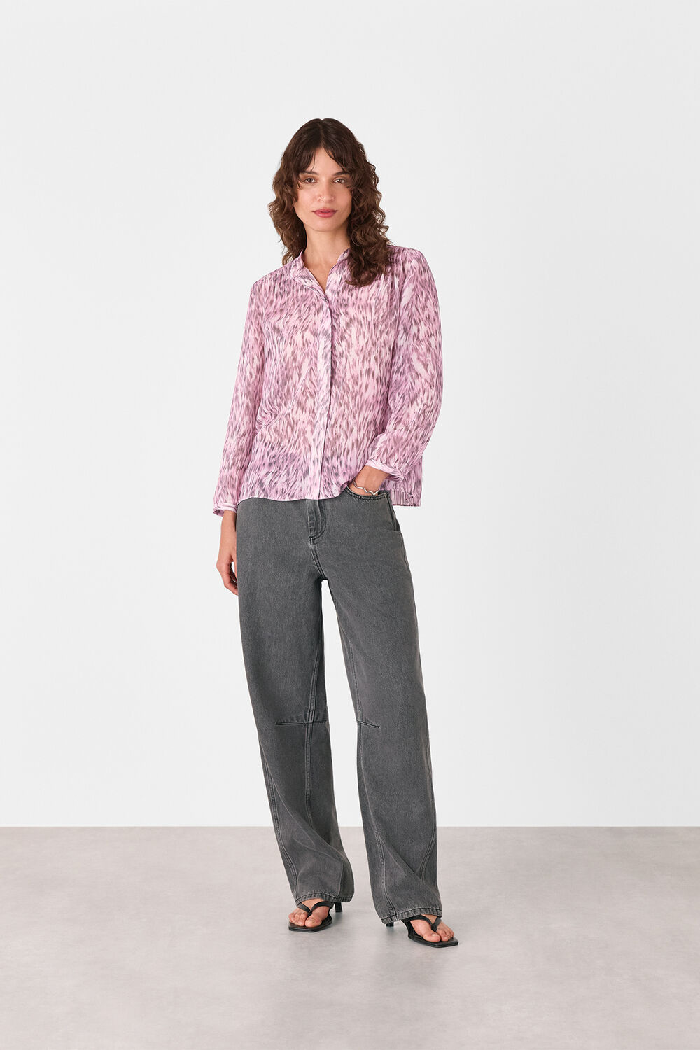 Leopard Pleat Detail Shirt