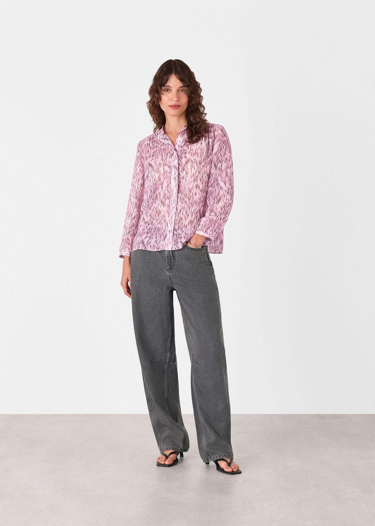 Leopard Pleat Detail Shirt