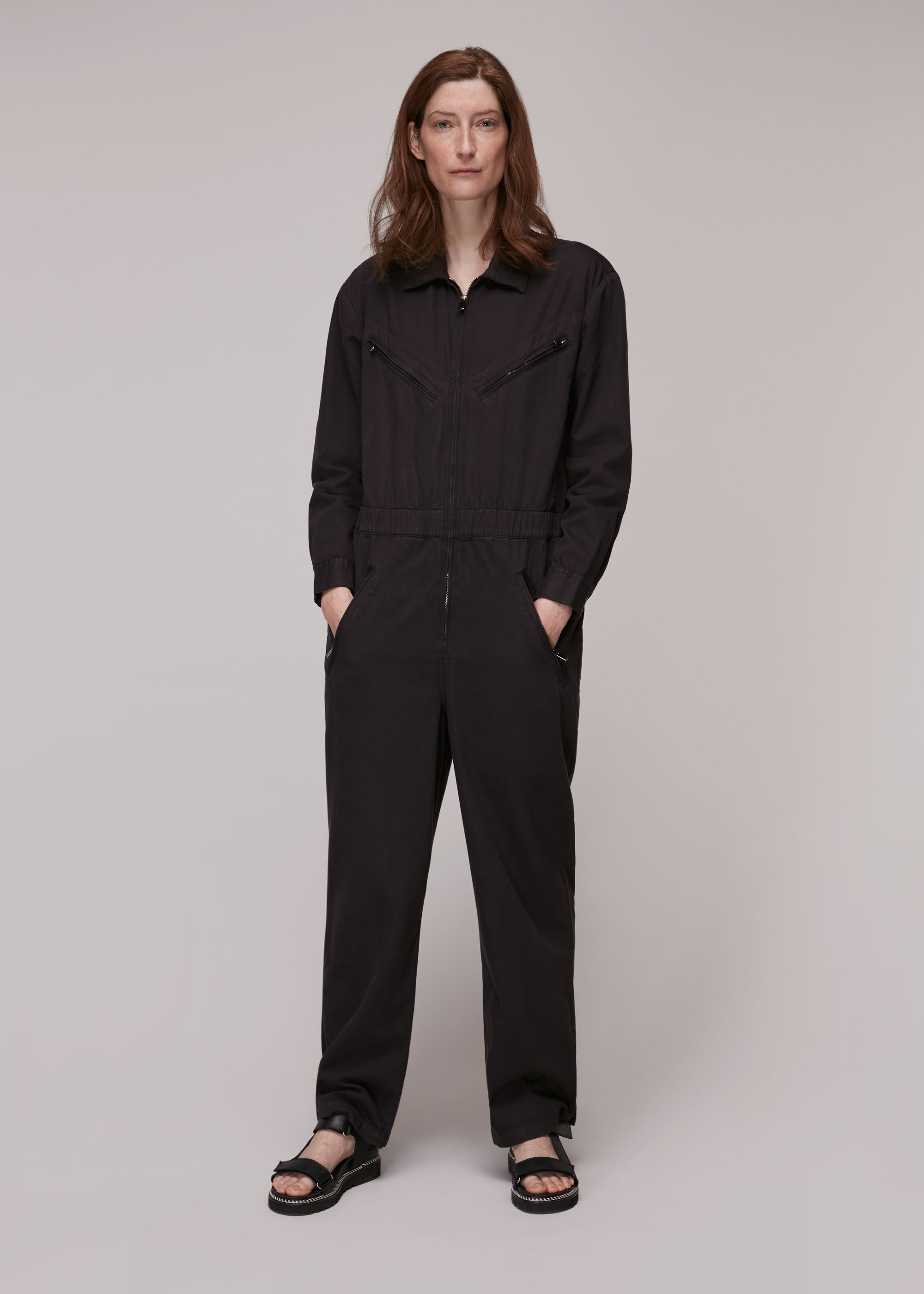 Utility black jumpsuit sale