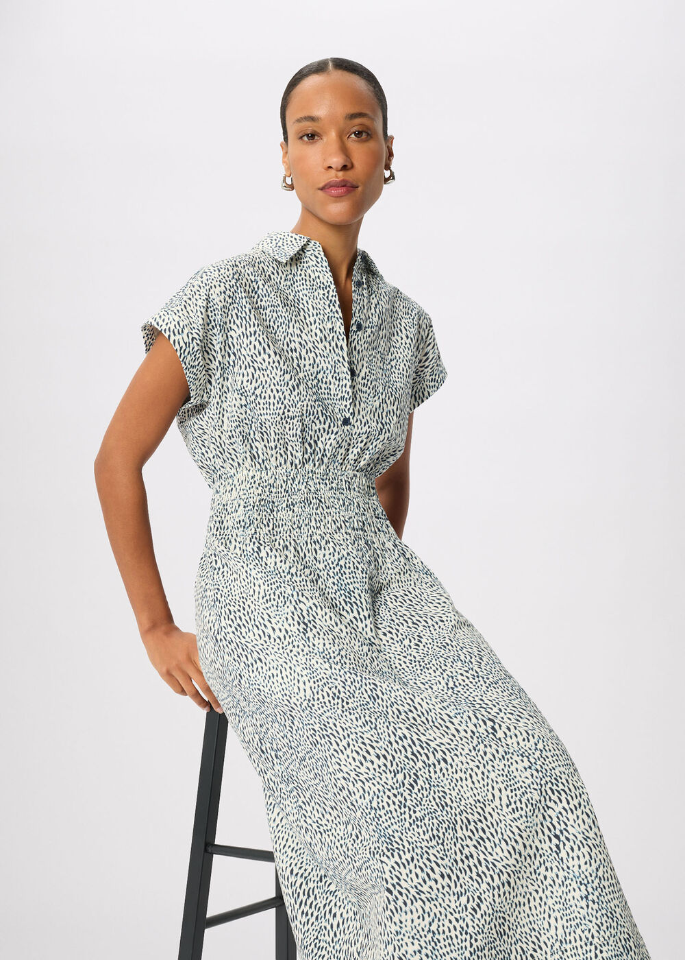 Flecked Animal Collared Dress