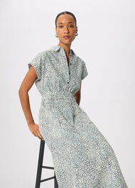 Flecked Animal Collared Dress