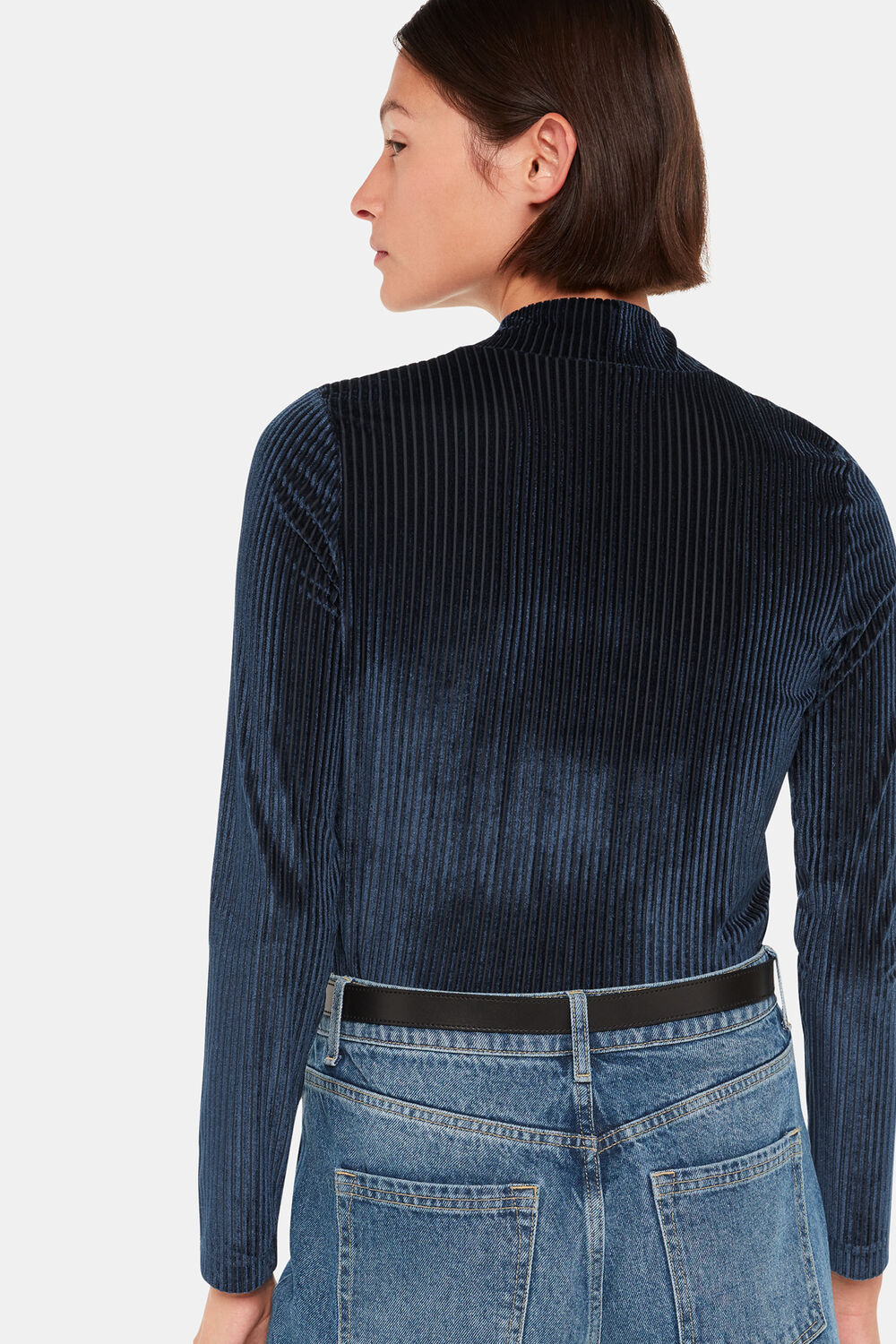 Velvet Stripe High Neck Top