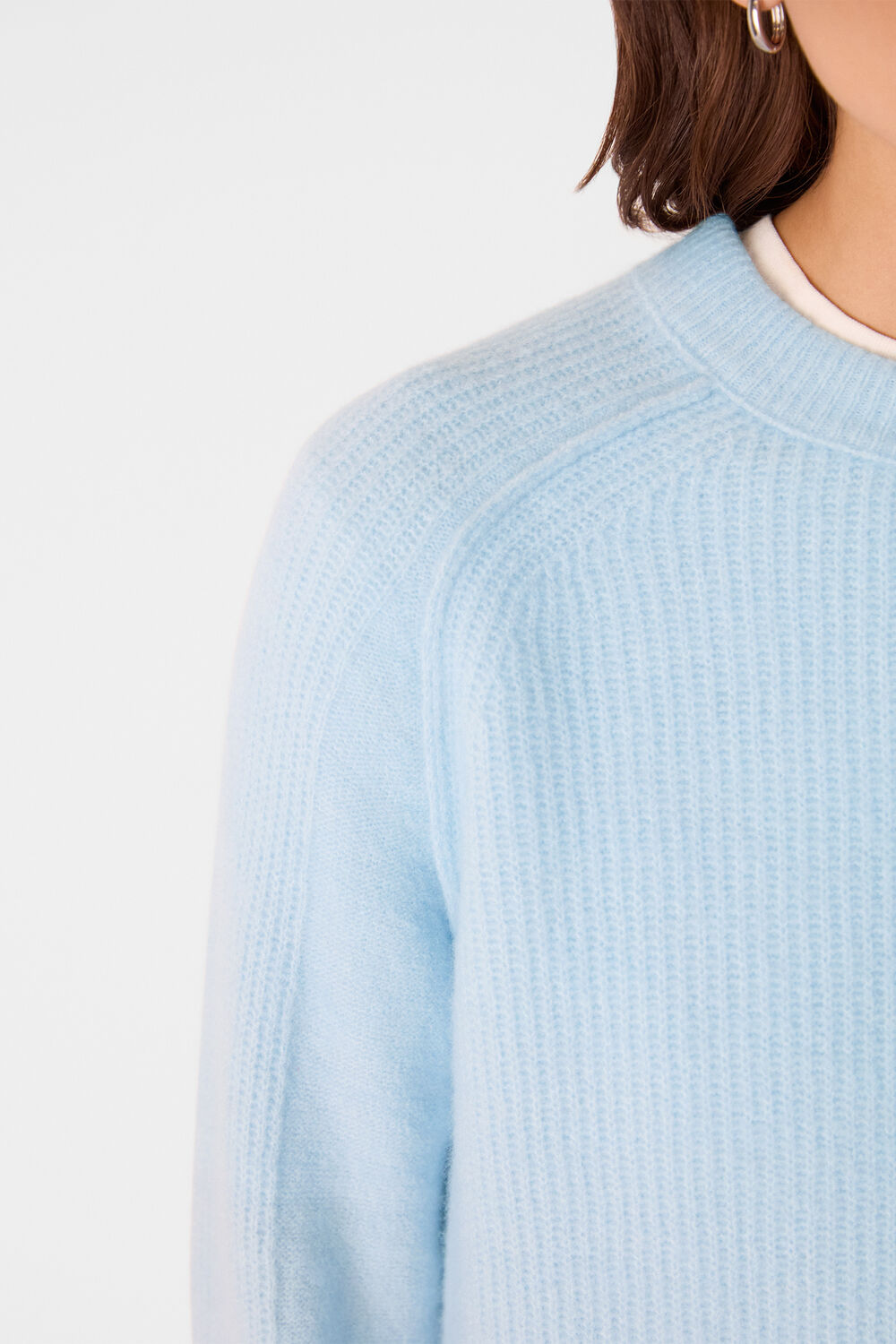 Pale Blue Aria Wool Mix Crew Knit